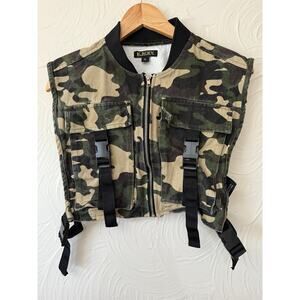 Kroix Camo Tactical Vest XL 100% Cotton Zip Front Utility Streetwear Military